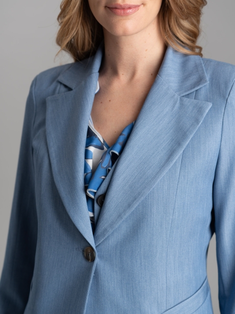 Giacca donna melange denim sciancrata a un bottone