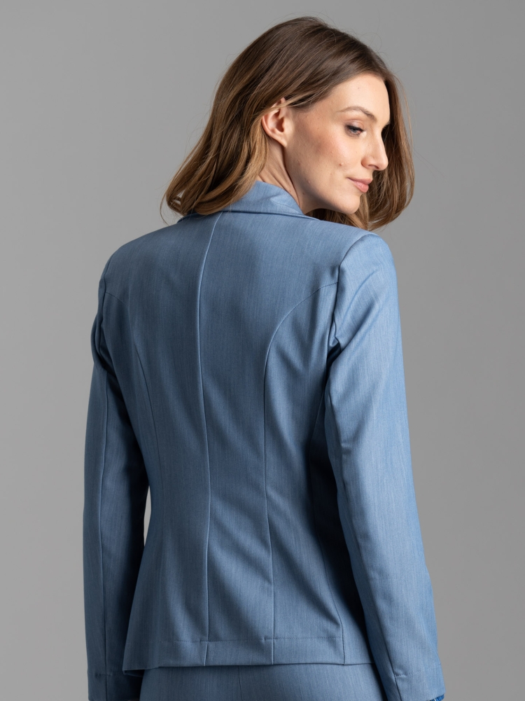 Giacca donna melange denim sciancrata a un bottone