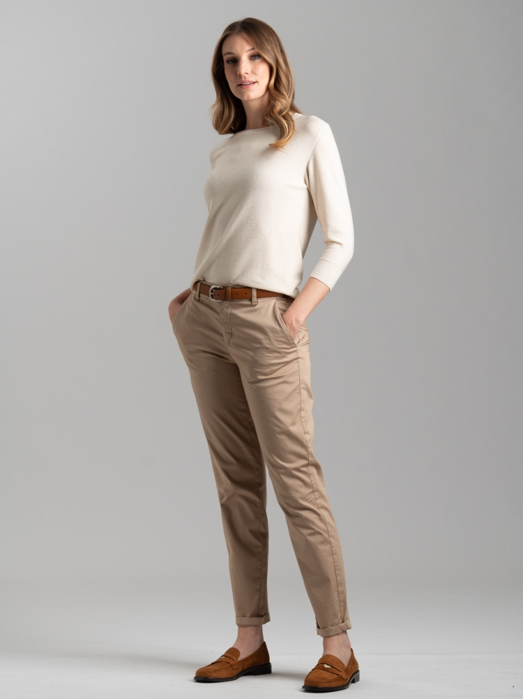 Maglia donna girocollo manica 3/4 con micro paillettes