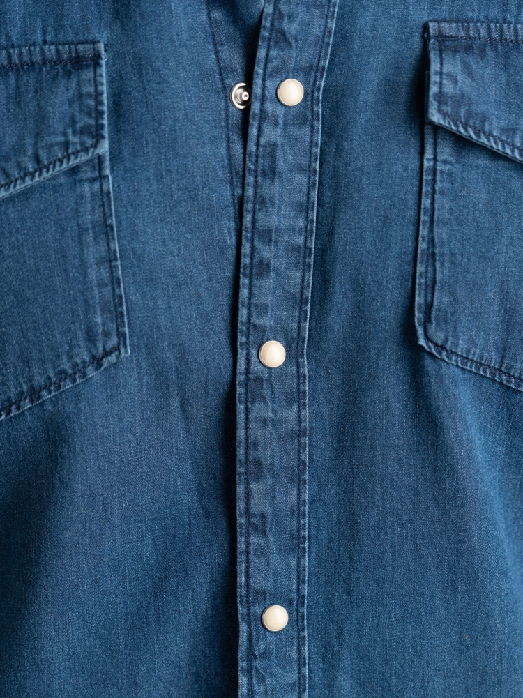 Camicia uomo texana in denim stone washed