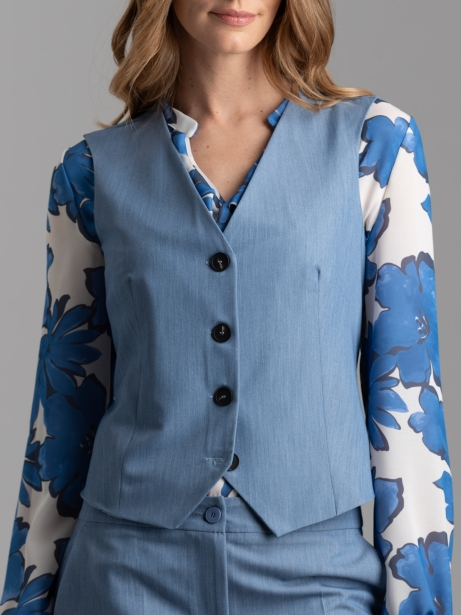 Gilet donna in tessuto melange effetto denim
