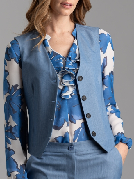 Gilet donna in tessuto melange effetto denim 2