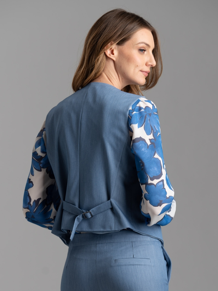 Gilet donna in tessuto melange effetto denim