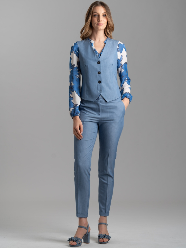 Gilet donna in tessuto melange effetto denim