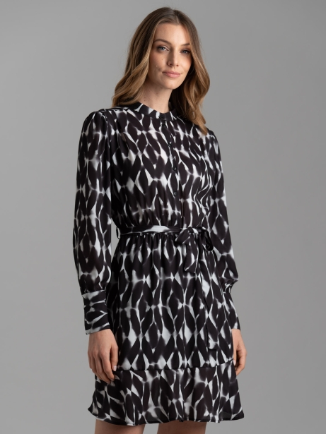 Abito donna al ginocchio con stampa geometrica sfumata