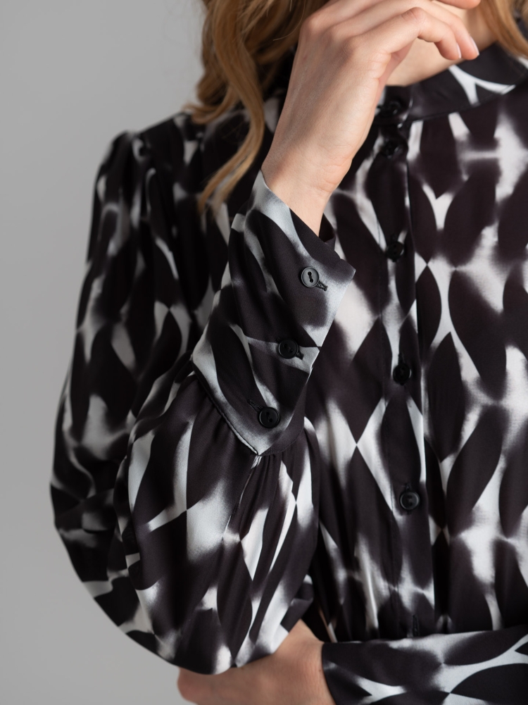 Abito donna al ginocchio con stampa geometrica sfumata