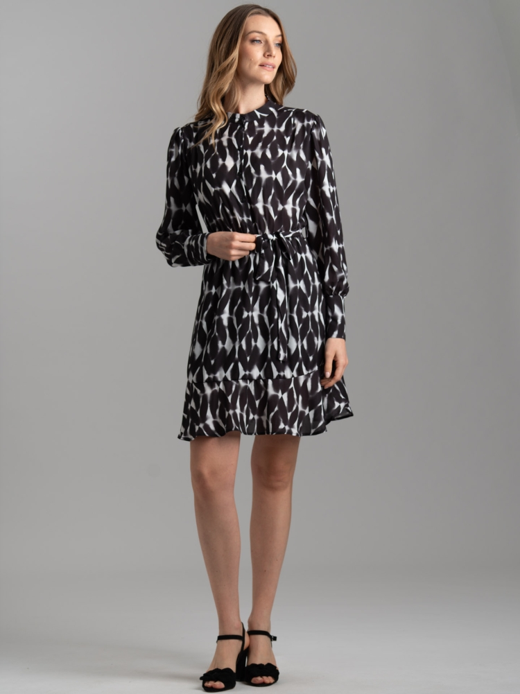 Abito donna al ginocchio con stampa geometrica sfumata