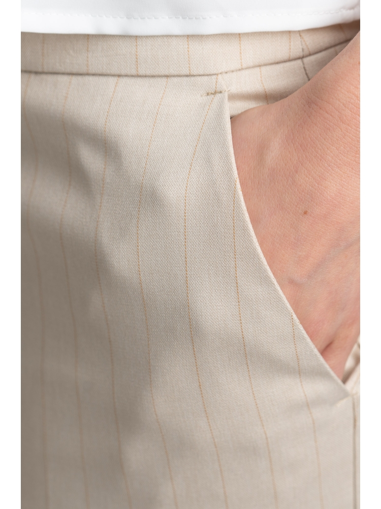 Pantalone donna a sigaretta color sabbia gessato