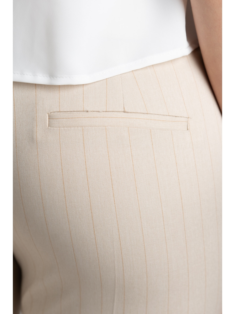 Pantalone donna a sigaretta color sabbia gessato