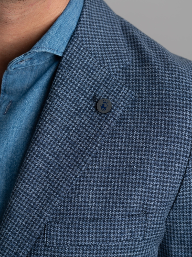 Giacca uomo in misto lino con micro quadretto