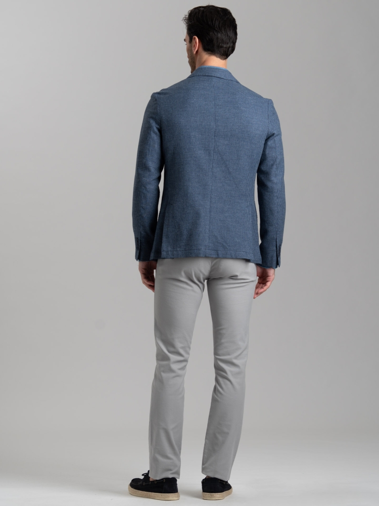Giacca uomo in misto lino con micro quadretto