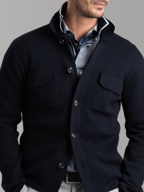 Maglia uomo modello giacca con tasche