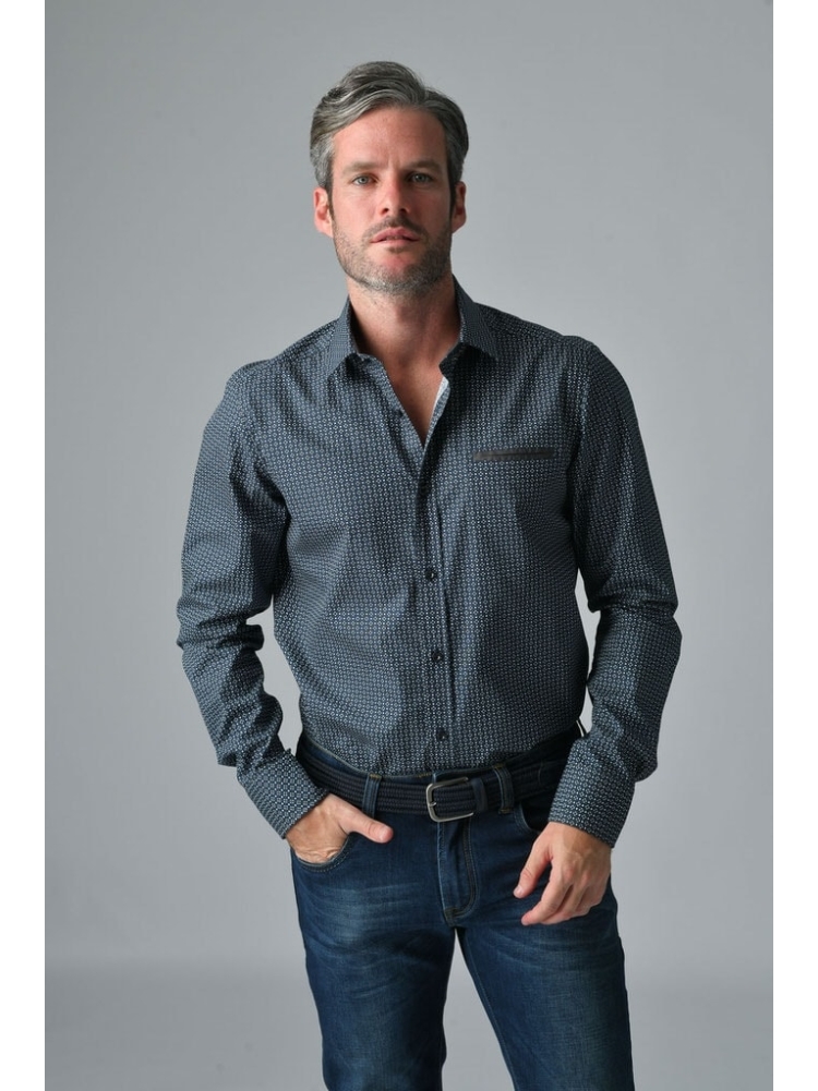 Camicia uomo fantasia in cotone popeline