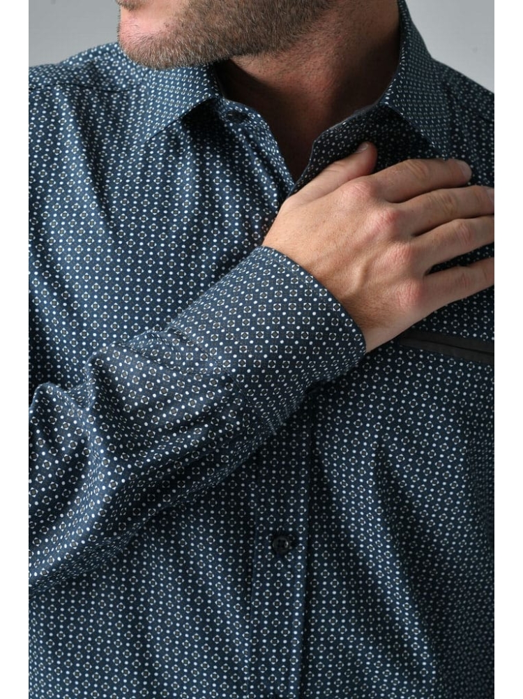 Camicia uomo fantasia in cotone popeline