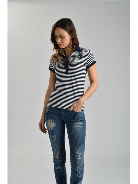 Polo donna rigata